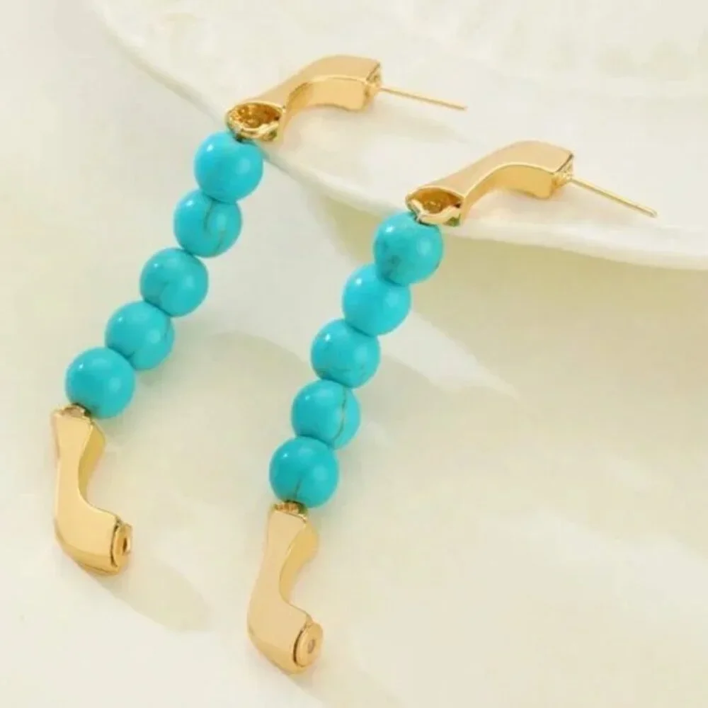 Kai Turquoise Gold Earrings - Picture 4 of 4